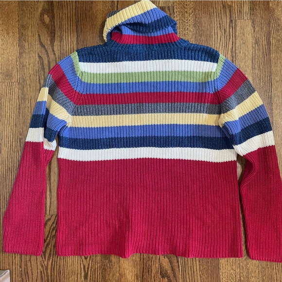 Liz Claiborne LizWear Jeans Vintage High Neck Cable Knit Striped Sweater Size L - Picture 6 of 6